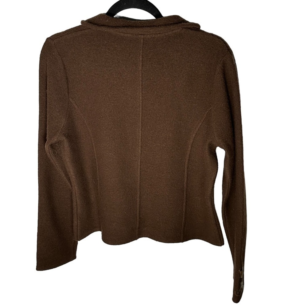 Icelandic Designs Boiled Wool Brown Floral Cardig… - image 2